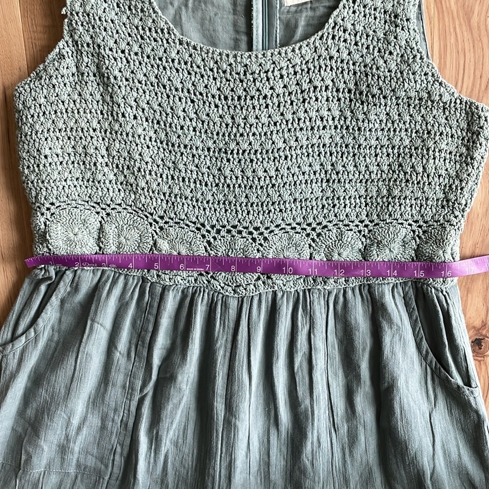 Talisman Freefalling Boho crochet wide leg Jumpsuit in sage green Medium - Picture 9 of 10